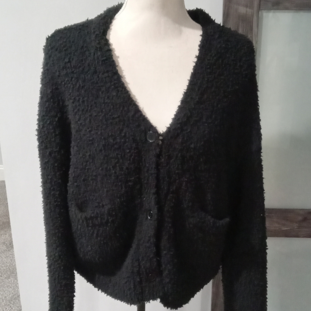Honeydew 3 Button Super Soft Fluffy Cardigan With Front Pockets Size Large NWT
